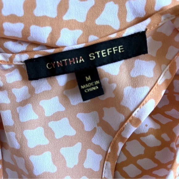 CYNTHIA STEFFE Zipper Back Sleeveless Top Size Medium in Orange and White Spiral - Picture 14 of 15